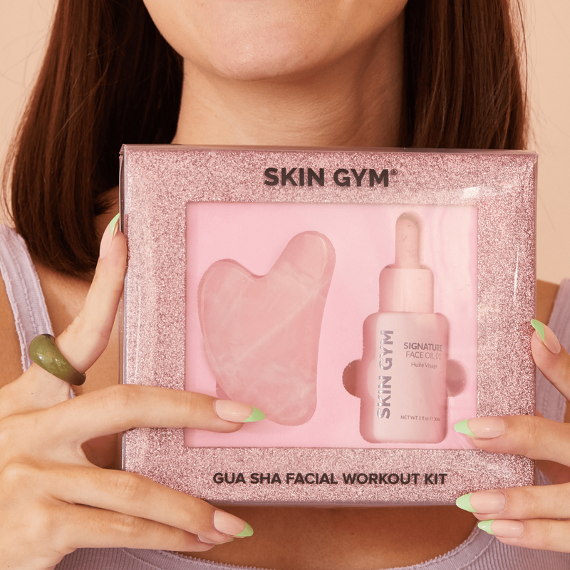 Rose Quartz Gua Sha + Signature Oil Kit - Skin Gym